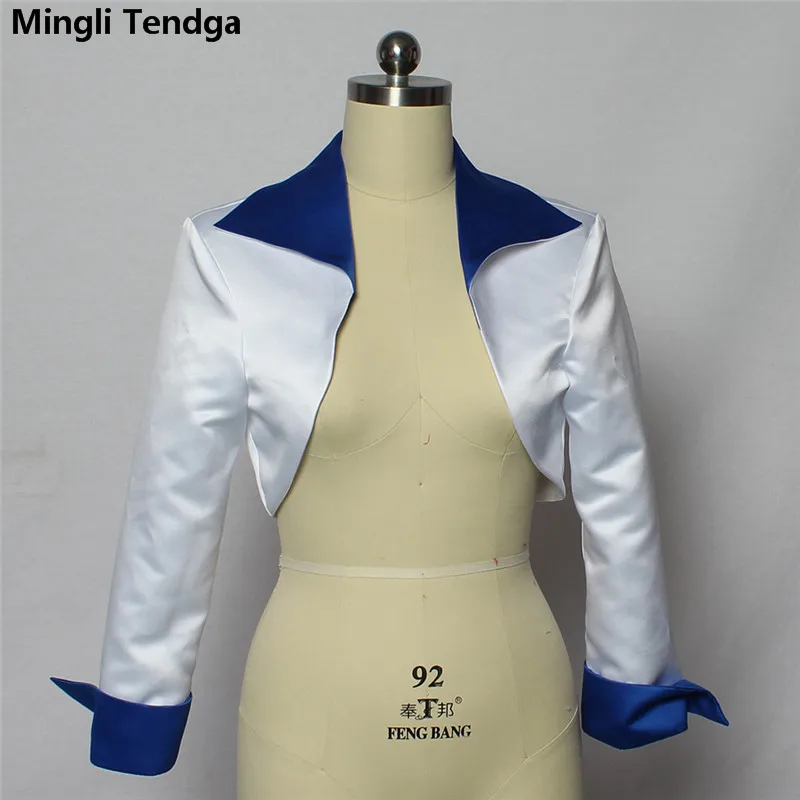 Высококачественное Болеро с рукавом 3/4, белое/синее свадебное болеро, меховая накидка, Mingli Tengda - Цвет: Белый