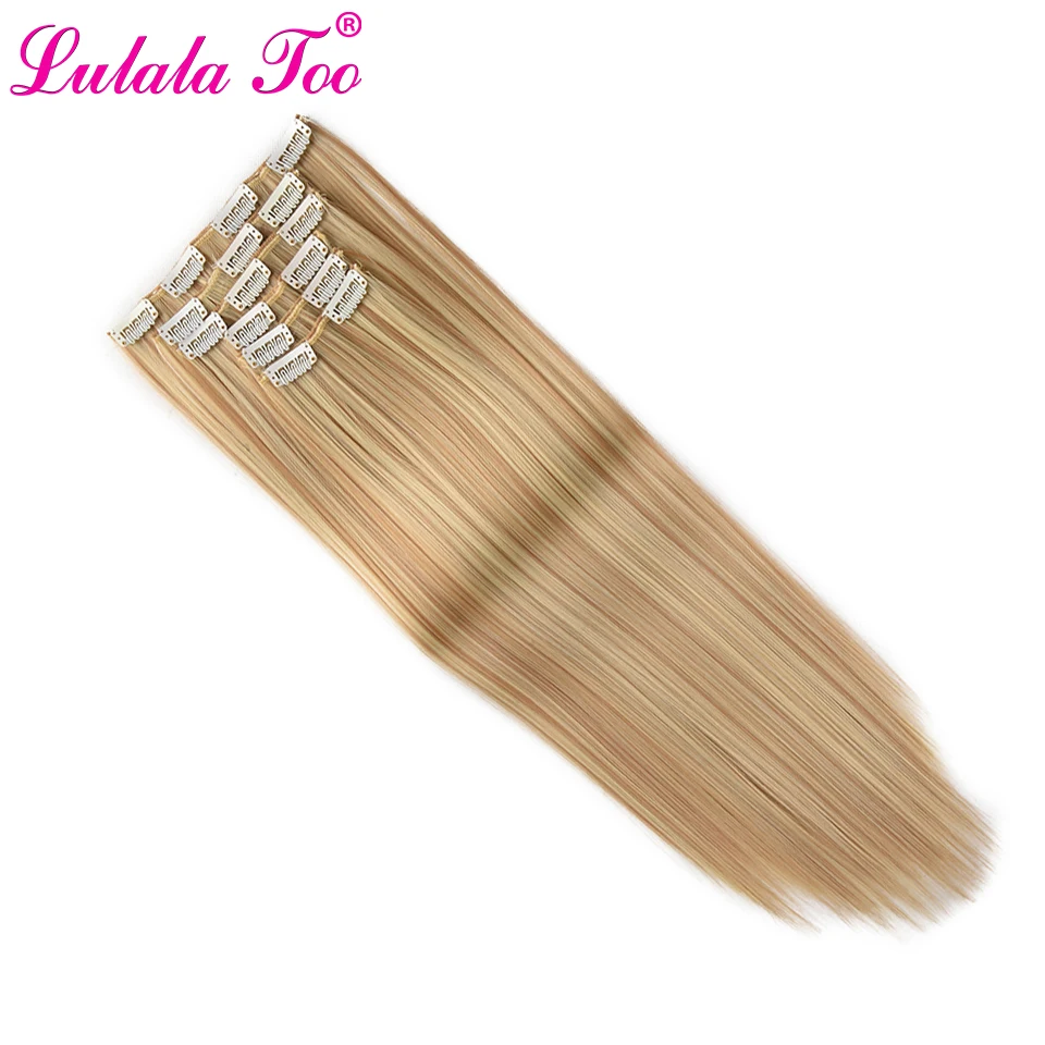 

Clip in On Hair Extensions 6Pcs/Set 16 Clips Long Full Head Hair Extent 55Cm Straight Synthetic Fiber Fake Hairpieces