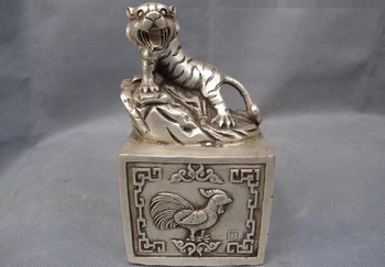 

song voge gem S1637 7 Chinese White Copper Silver Fengshui Lucky Zodiac Tiger Chicken OX Snake Seal