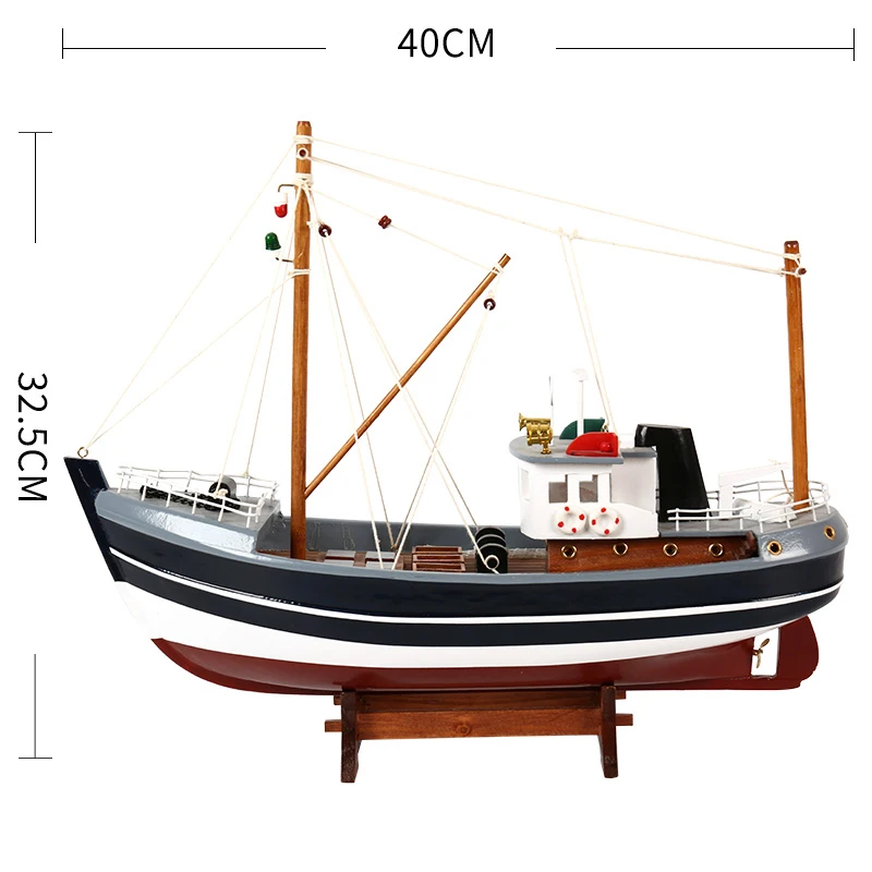 Имитационная модель лодки для рыбалки, украшение в средиземноморском стиле из цельного дерева, модель лодки для плавания, европейские аксессуары - Цвет: Светло-серый