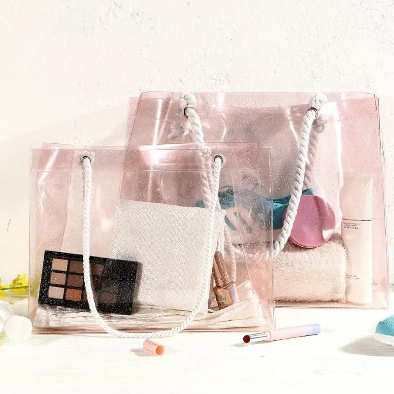 

2019 Women PVC Shoulder Bag Tote Summer Beach Handbag Large Capacity Organizer Travel Handbag Female PVC Shopping Bags
