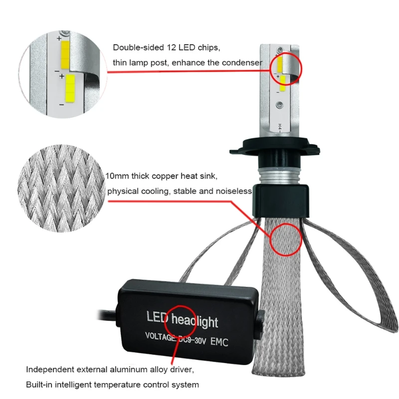 1 пара высокопроизводительных DC9-30V H4 9003 120 Вт 20000LM светодиодный трехцветный комплект фар