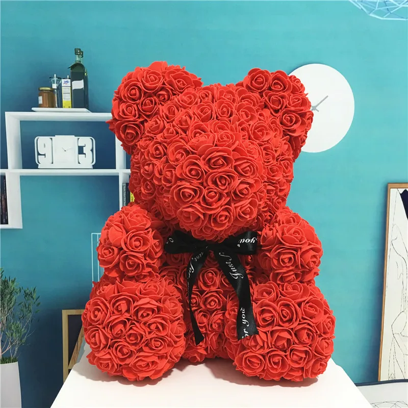 

25cm/30cm handmade Artificial PE Rose Bear plush toys Gift For Wedding Party Decoration Creative Romantic Valentine's gifts