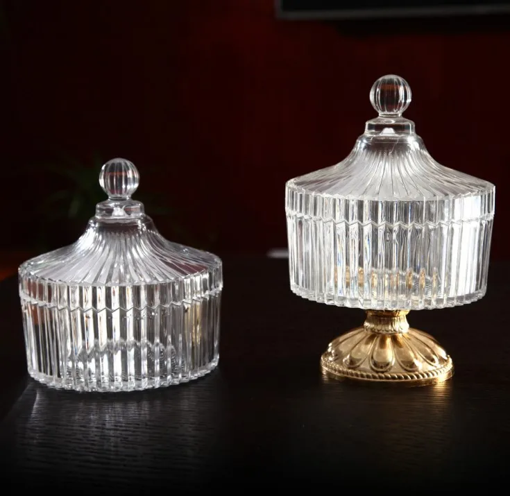 Wholesale Small Acrylic Crystal Sugar Bowl Stripe Clear Storage Candy