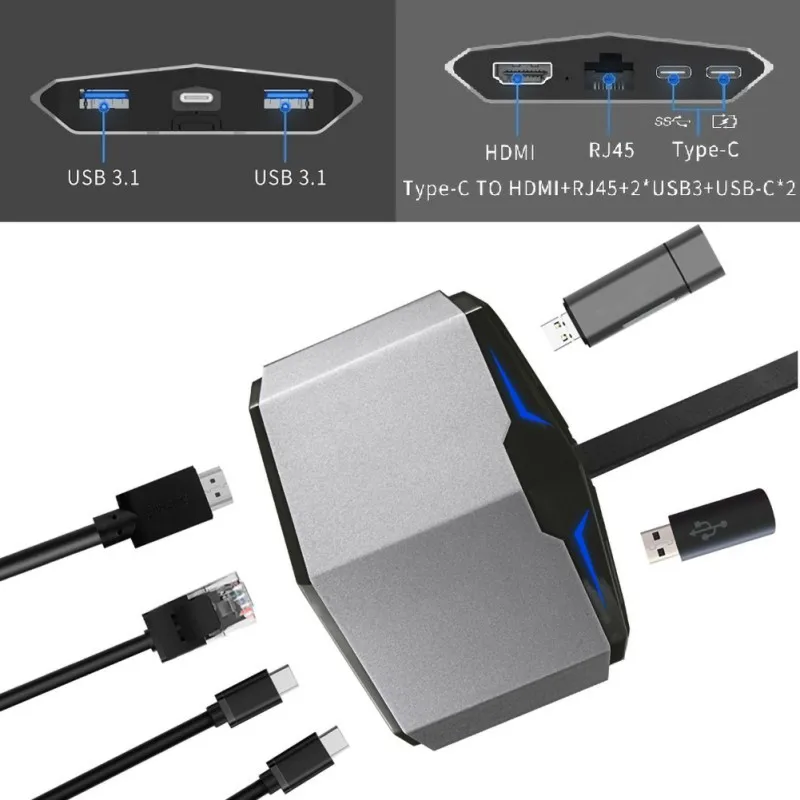 USB3.1 Usb Hub Type C к HDMI USB3.0 RJ45 адаптер для MacBook Samsung Dex S8/S9 Huawei P20 Pro usb c Thunderbolt 3 док