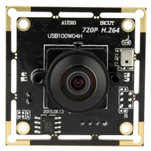 720P HD OV9712 H.264 free driver 170degree fisheye lens wide angle mini cmos usb camera module with mic microphone