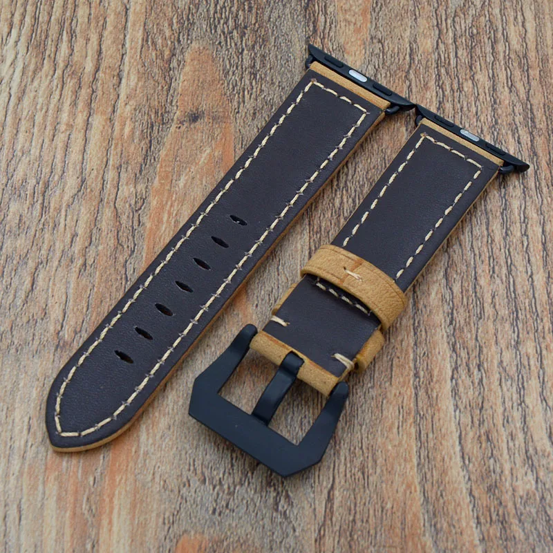 Ремешок кожаный для IWATCH Apple 38 мм 42 желтый синий браслет наручных часов|watch band