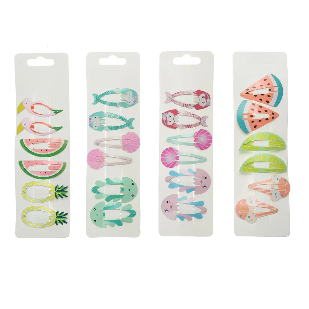 

3Pairs /set New children hairpin baby BB clip female headdress mermaid watermelon pineapple BB clip Hair Accessories Snap Clips