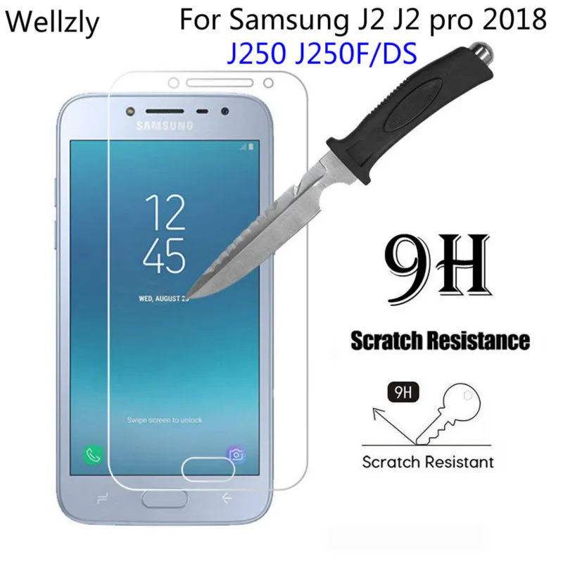 

Wellzly Tempered Glass For Samsung Galaxy J2 2018 J250 J250F/DS Screen Protector for Samsung J2 Pro 2018 Cover Protective film