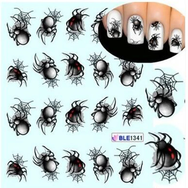 

1 Sheet Halloween style Spider Water Transfer Nail Art Stickers Manicure Decoration Nails Wraps Decals Styling Tools SABLE1341