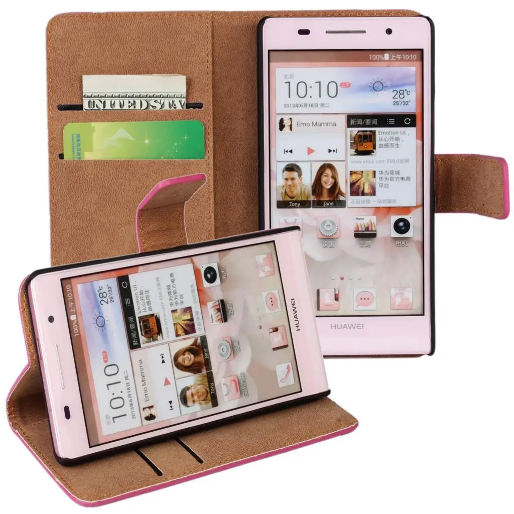 HOT Huawei P6 Wallet Leather Case For Huawei Ascend P6 Magnetic Flip Case Cover Card Holder