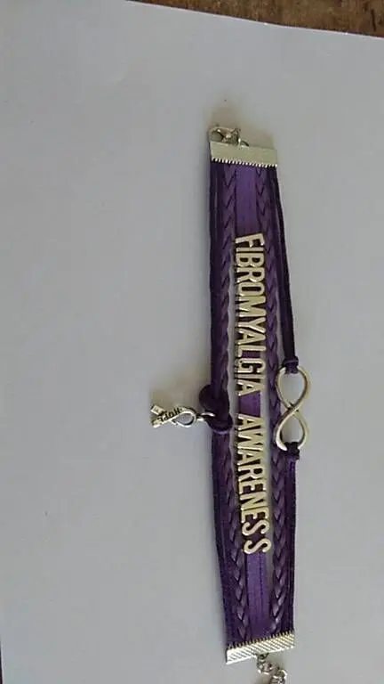 

10pcs/lot Infinity FIBROMYALGIA AWARENESS Bracelet Hope Ribbon Charm Purple Leather Braided Bracelets & Bangles Jewelry