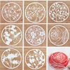 8 unids/set 16,5 cm ventana redondo flores DIY capas plantilla para pintura libro de recortes colorear relieve álbum de plantilla ► Foto 1/6