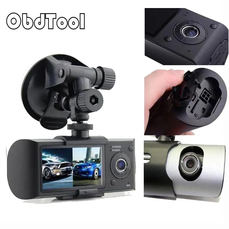 

ObdTool Dual Camera Car DVR R300 with GPS and 3D G-Sensor 2.7" TFT LCD X3000 Cam Video Camcorder Cycle Recording Digital Zoom