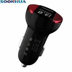 SOONHUA несколько защиты салона автомобиля зарядное устройство В 5 в 2.4A Dual USB быстрой зарядки адаптер с напряжение светодио дный мониторинга