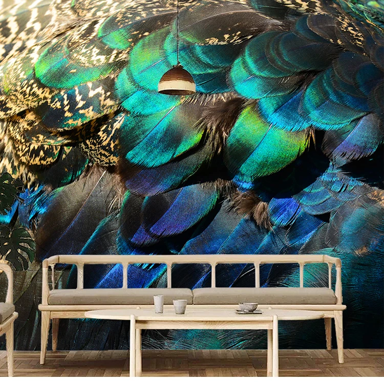 

Custom mural 3D southeast peacock feather wallpaper bedroom porch aisle restaurant bar living room dining room wallpaper mural