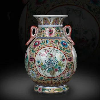 

Antique Jingdezhen Hand Painted Porcelain Flower Vase Home Decoration Living Room Tabletop Vase