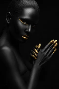В скандинавском стиле золотой и черный модный Африканский обнаженный Женский Холст Плакаты и принты скандинавские настенные художественные картины для гостиной - Цвет: PA419