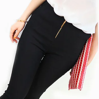 

Plus Size Women Zipper Leggings Woven High Waist Pencil Pants Denim Leggings pantalones mujer jeans push up BG122