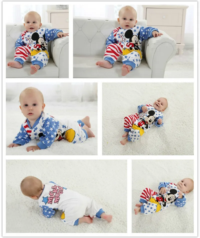Disney Baby Boy Clothes Cotton Baby Rompers Mickey Rouaps Bebe Cartoon