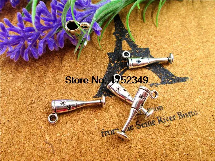 

25pcs--Goblet Charms, Antique Tibetan silver 3D Wine Glass Charm pendants 20x9mm