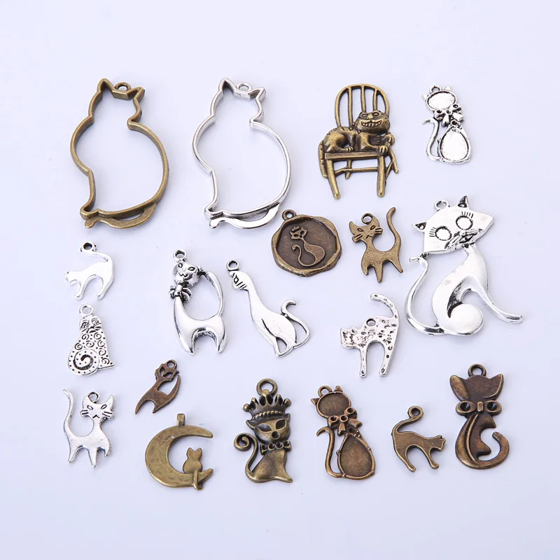 Mixed Cat Charms Handmade Fashion DIY Accessories Classic Vintage