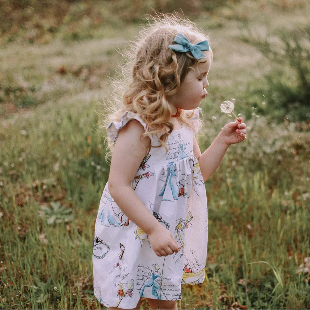 

Toddler Kids Baby Girl Clothes Cartoon Princess Sleeveless Dress Outfits Baby Girl Clothes Casual