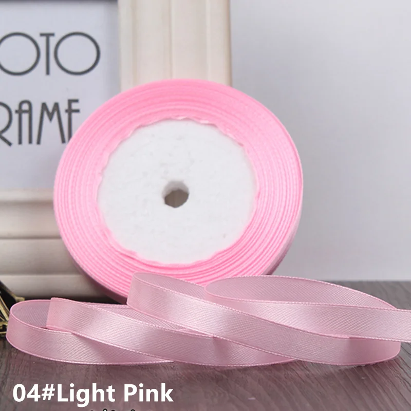 Высокое качество, 25 ярдов/рулон, корсажные атласные ленты для свадьбы, рождественской вечеринки, Decoration6mm-40mm, сделай сам, бант, ремесло, ленты, открытка, подарок - Цвет: Light Pink