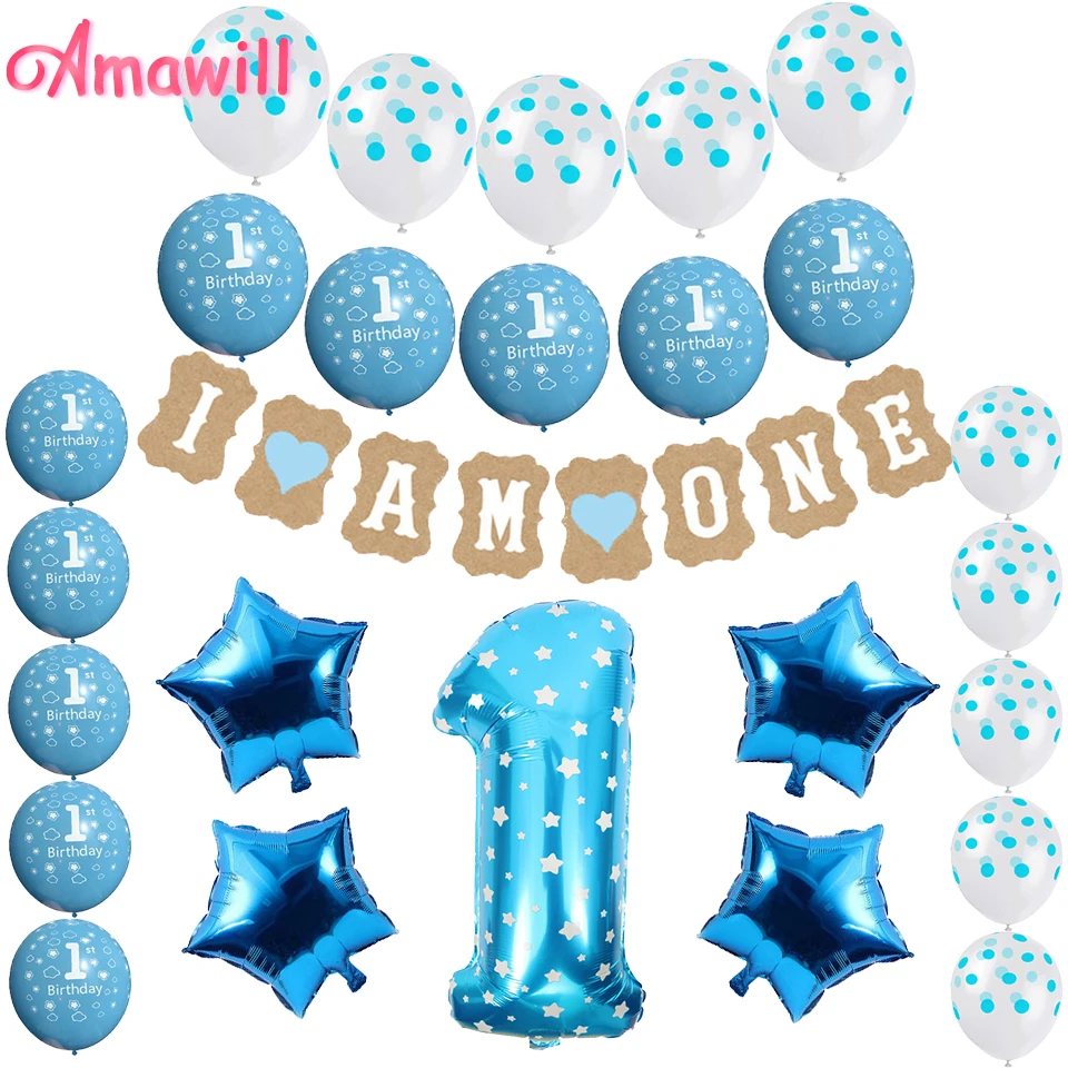 Amawill 1  Year  Old Birthday  Party  Decorations  Baby Boy  