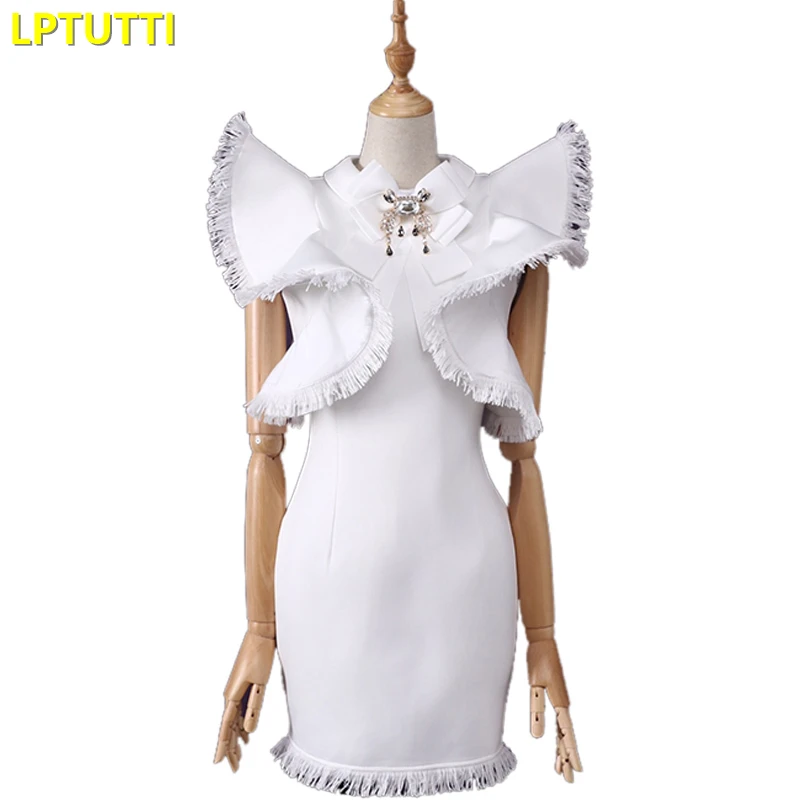 LPTUTTI кисточкой Ruched Новые Сексуальные женские праздничные элегантные вечерние платья для выпускного вечера Необычные Короткие Роскошные вечерние платья - Цвет: Белый