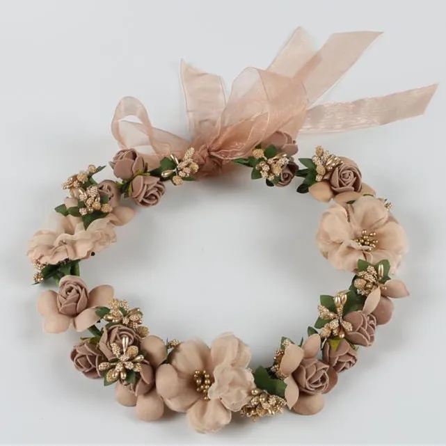 

2017 fashion new simulation flowers bandage Bride Bridesmaid Flower Wreath adjustable headdress wedding hair accessories