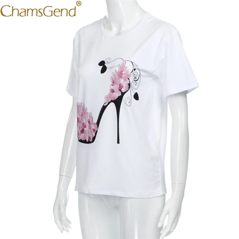 ; женские повседневные розовые туфли на высоком каблуке с цветочным принтом; белая футболка с короткими рукавами; 80521; Прямая