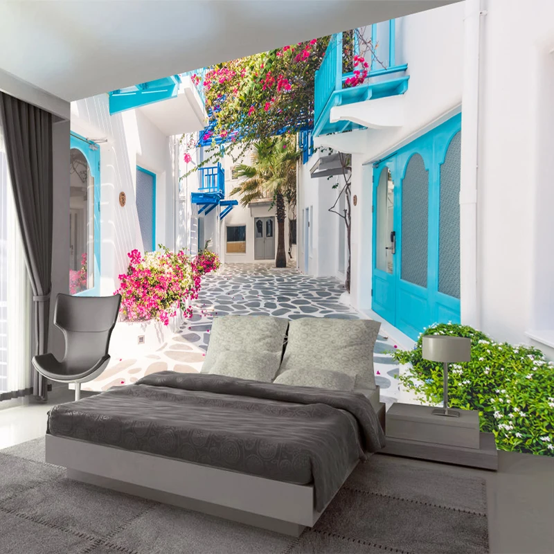 Пользовательские 3D росписи обои уютная Греция Санторини люблю море обои Гостиная Спальня диван ТВ фон фото обои