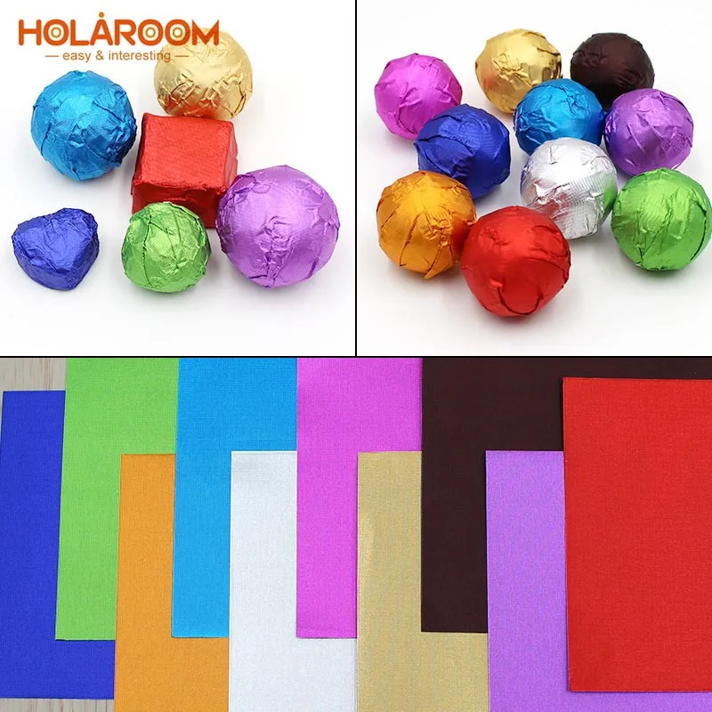 

100pcs/Lot Colorful Candy Chocolate Tea Leaves Wrapping Papers Tinfoils DIY Food Pastry Decoration Packaging Foil Paper 8*8cm