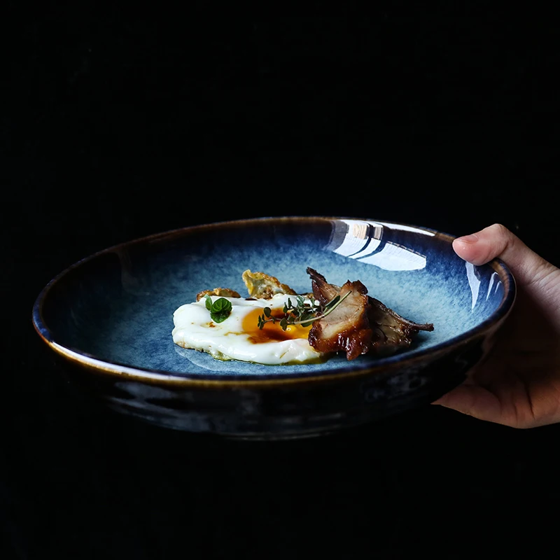 KINGLANG керамическая глубокий синий ужин глубокая Салатница тарелка для соуса посуда оптом