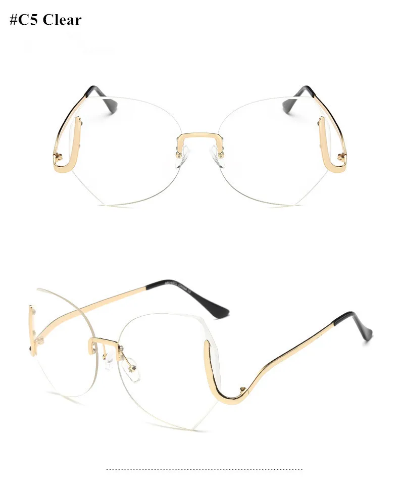HBK без оправы градиентный классический очки солнцезащитные очки золотая металлическая оправа для женщин и мужчин UV400 Винтажные Солнцезащитные очки Рамка Ретро негабаритных размеров
