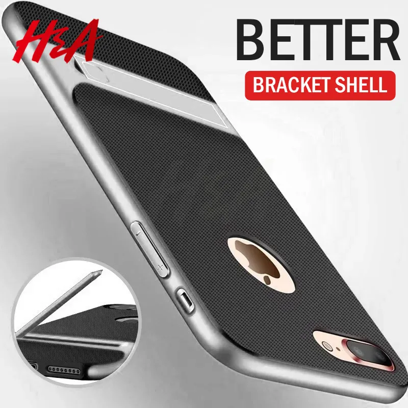 Kopen H amp; A 360 Graden Schokbestendig Houder Telefoon Case Voor iPhone X 7 8 6 6 s Plus Beschermhoes voor iPhone 7 8 Plus PC + TPU Case Shell