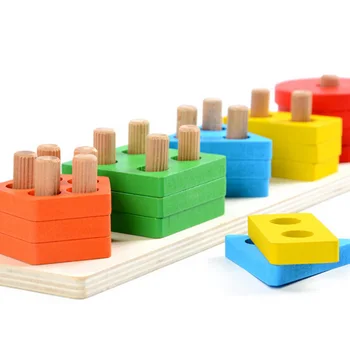 

Baby Toys Wooden Blocks Shape Jointed Board Montessori Teaching Leaning Education Building Chopping Block Match Toy