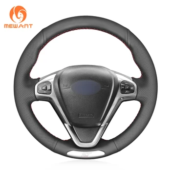 

MEWANT Black Artificial Leather With Holes Car Steering Wheel Wrap Cover for Ford Fiesta ST 2012 2013 2014 2015 2016-2017