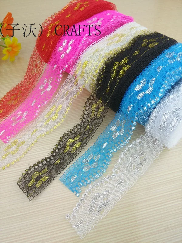 

10 Yards DIY embroidery lace plus gold and silver multicolor lace 28mm wide clothing sewing accessories