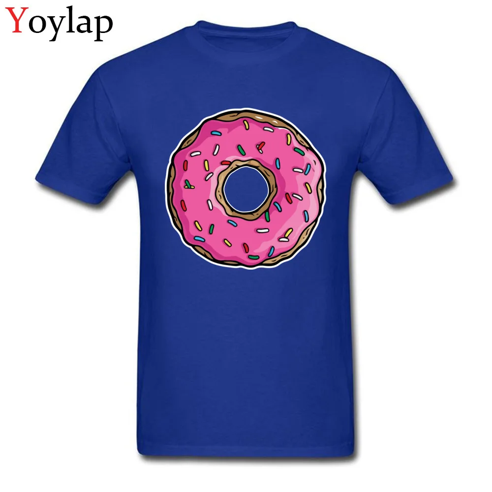 Mens Tops Shirt Cute Slim Fit T-shirts 100% Cotton Crew Neck Short Sleeve Street Donut Tee Shirts Top Quality blue
