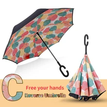 

Inverted Umbrella Double Layer sun parasol Women Rain Reverse Umbrellas male guarda chuva invertido paraguas parapluie Windproof