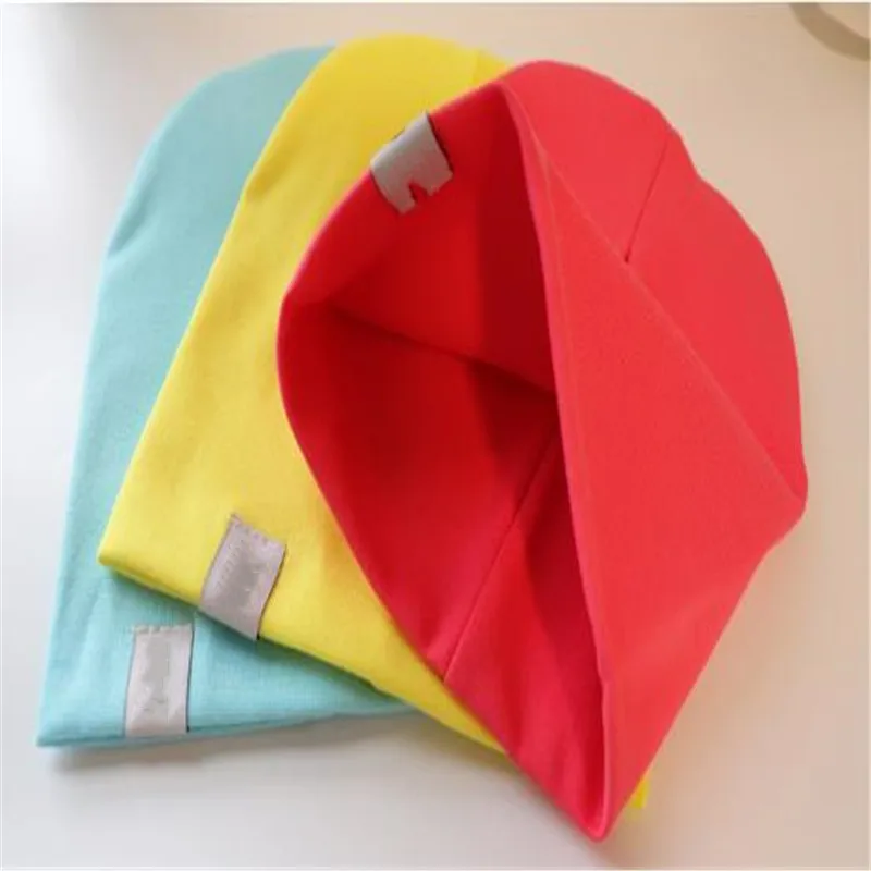 

Fashion Cute Solid Knitted Cotton Hats For Newborn Baby Children Autumn Winter Warm Earmuffs Colorful Crown Caps