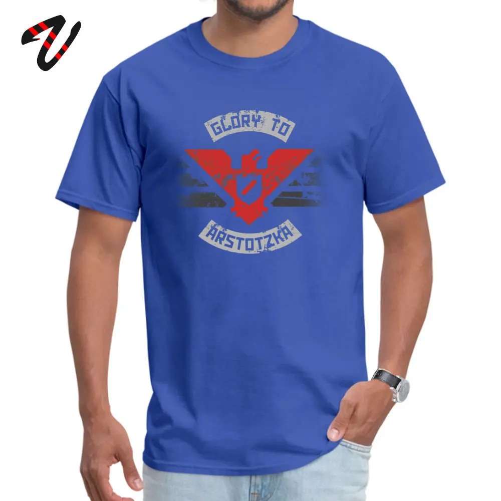 100% Cotton Mens Short Sleeve Glory to Arstotzka Top T-shirts Summer Tops & Tees Special Cool O Neck T Shirt Drop Shipping Glory to Arstotzka -14134 blue