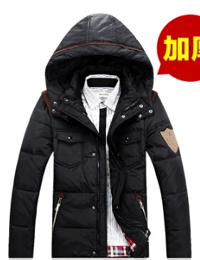 

European and American fashion new winter 2015 men's short section of thick warm velvet hooded casual jacket Free Shipping