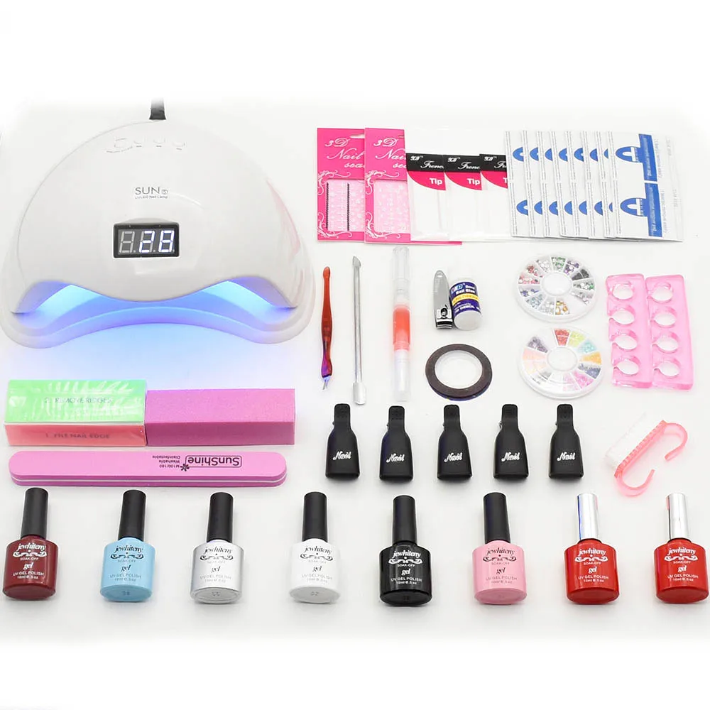 6 Color UV Gel Polish Set Manicure Kit Nail Set Kit UV LED Lamp UV Gel Varnish Nail Art Manicure Tools Nail Gel Kit