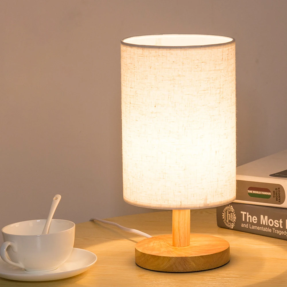 

Simple Modern Table Lamp Warm Dloth Decoration Desk Lamp Bedroom Study Bedside Lamp Solid Wood Creative Birthday Gift Small Nigh