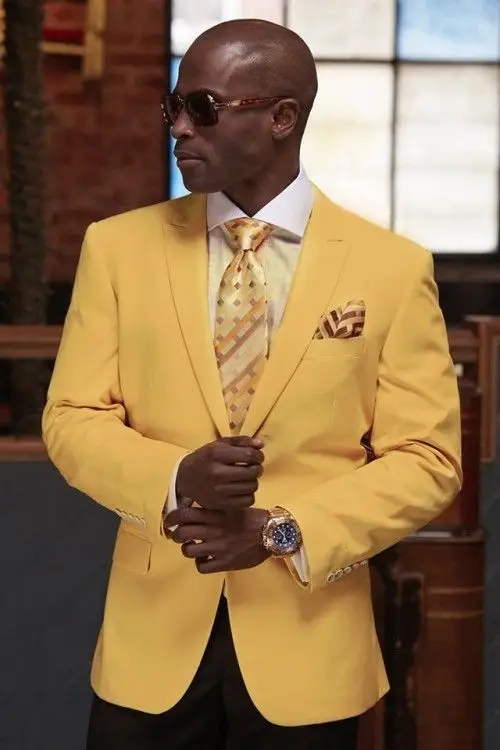 2016 font b Custom b font font b Made b font Yellow Blazer Brown Pants 2