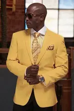 2016 Custom Made Yellow Blazer Brown Pants 2 Pieces Mens Wedding Prom Party Suits Casual Man Suit Male Costumes terno masculino