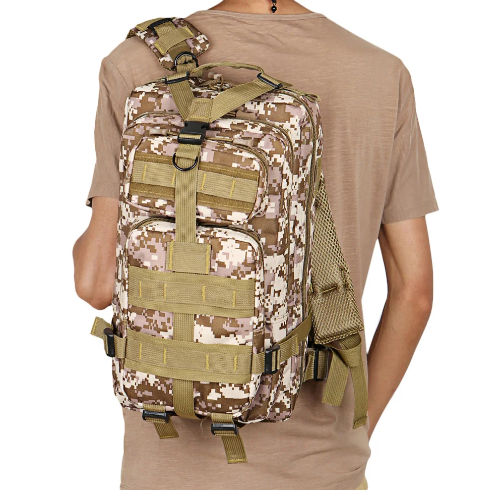 Men Military Tactical Backpack 25L 3 Day Assault Pack Army 600D Molle Bug Out Bag Trekking Camping Hiking Outdoor Small Rucksack